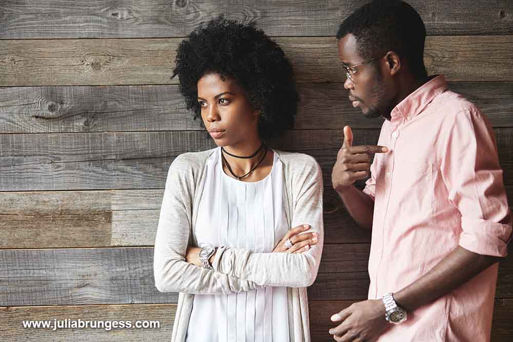 couple discussing separate property in divorce